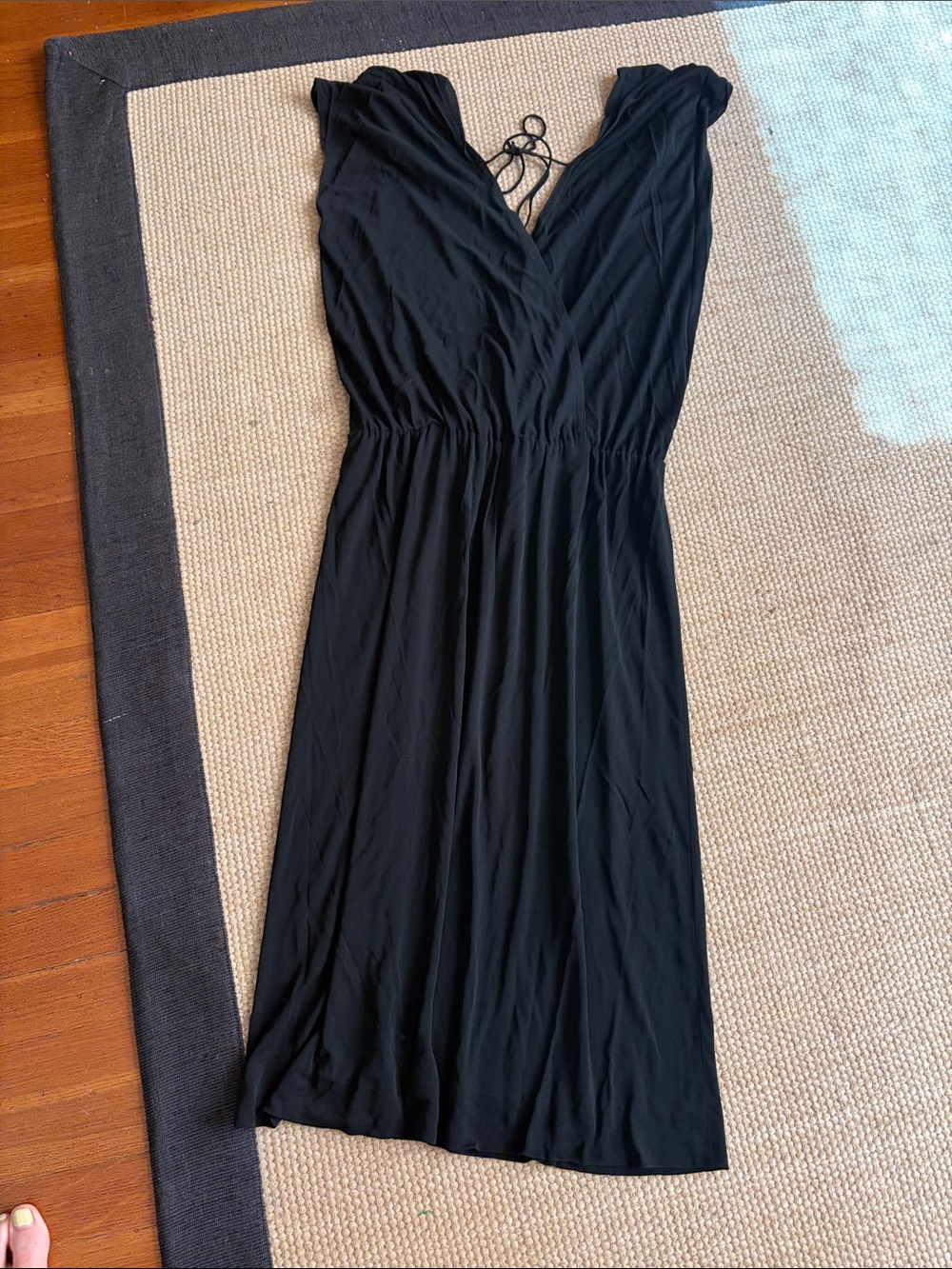 Black V-Neck Tie-Back Maxi Dress
